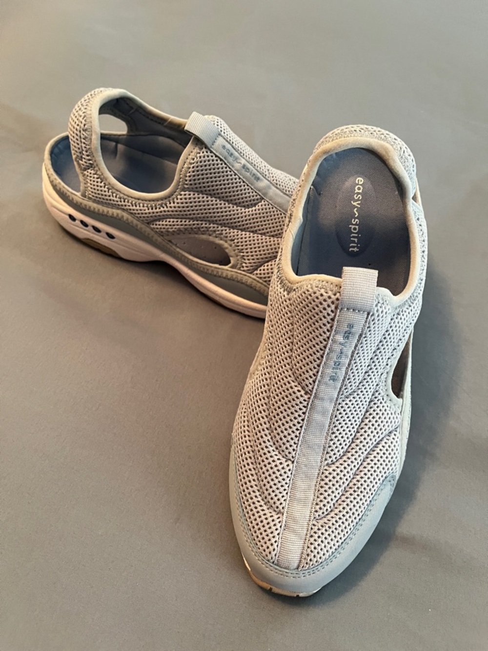 Easy Spirit Men's Slip-On Mesh Loafers in Light Gray